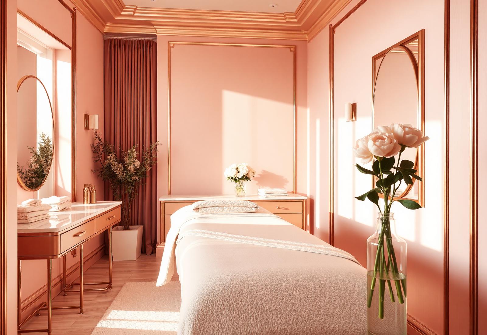Soft, warmly lit esthetician treatment room